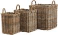 Wicker Kubu Rattan Square Storage Baskets (Set of 3)