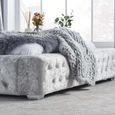 Grande Bed - Steel Crushed Velvet Fabric - Sizes Available