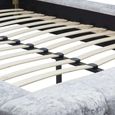 Grande Bed - Steel Crushed Velvet Fabric - Sizes Available