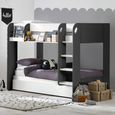 Mars Bunk Bed - Charcoal Oak with White Fabric