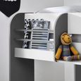 Mars Bunk Bed - Charcoal Oak with White Fabric