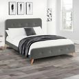 Astrid Bed - Grey Fabric - 5ft King Size - Curved Retro