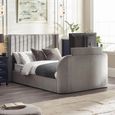 Clara Lift Up Ottoman TV Bed - Light Grey Fabric