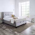 Walkworth Ottoman Storage Bed - Marbella Dark Grey Fabric - Sizes Available