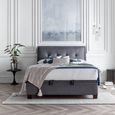 Accent Ottoman Storage Bed - Vogue Grey Fabric - Sizes Available