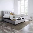 Walkworth Ottoman Storage Bed - Marbella Dark Grey Fabric - Sizes Available