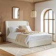 Lanis Ottoman Storage Bed - Cream Linen Fabric - Sizes Available