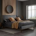 Lincoln Bed - Grey Velvet Fabric - Sizes Available
