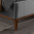 Lincoln Bed - Grey Velvet Fabric - Sizes Available