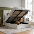 Maisey Ottoman Storage Bed - White Linen Fabric - Sizes Available
