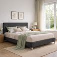 Brooklyn Bed - Dark Grey Fabric - Sizes Available