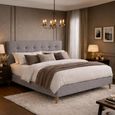 Novara Bed - Light Grey Fabric - Sizes Available