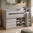 Vespa Midsleeper Storage Bed - Grey - Oak Effect