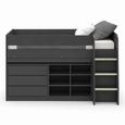 Vespa Midsleeper Storage Bed - Anthracite - Wood