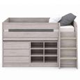 Vespa Midsleeper Storage Bed - Grey - Oak Effect