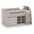Vespa Midsleeper Storage Bed - Grey - Oak Effect