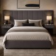 Sloan Bed - with Built-In Side Table - Grey Velvet - Fabric - Sizes Available