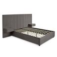 Sloan Bed - with Built-In Side Table - Grey Velvet - Fabric - Sizes Available