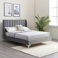 Avery Athena Grey Velvet Fabric Bed - Sizes Available