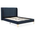 Avery Athena Ink Blue Velvet Fabric Bed - Sizes Available