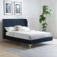 Avery Athena Ink Blue Velvet Fabric Bed - Sizes Available