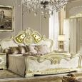 Leonardo Bed - Upholstered - Ivory Gloss and Gold - Sizes Available
