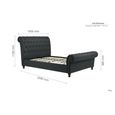 Castello Sleigh Bed - Charcoal Fabric - 5ft King Size