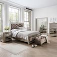 Clearance - Vida Living Jessica Champagne Mirrored Velvet 6ft Queen Size Bed - FSS16021