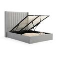 Emerson Athena Grey Velvet Fabric Ottoman Storage Bed -6ft Queen Size