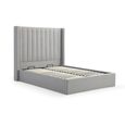 Emerson Athena Grey Velvet Fabric Ottoman Storage Bed -6ft Queen Size