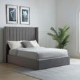 Emerson Athena Grey Velvet Fabric Ottoman Storage Bed -6ft Queen Size
