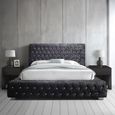 Grande Bed - Black Crushed Velvet Fabric - Sizes Available