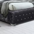 Grande Bed - Black Crushed Velvet Fabric - Sizes Available