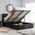 Hannover Ottoman Storage Bed - Black Velvet Fabric - Sizes Available