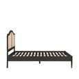 Leonie Bed - Black Oak and Rattan - Sizes Available