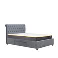 Marlow Bed - Grey Velvet Fabric - Sizes Available