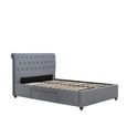 Marlow Bed - Grey Velvet Fabric - Sizes Available