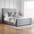 Marquis Velvet Fabric Bed - Grey - Sizes Available