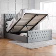 Marquis Ottoman Storage Bed - Grey Velvet Fabric - Sizes Available