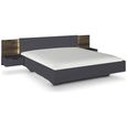 Rauch Marbella 5ft King Size Bed with 2 Hanging Bedside Table - Metallic Dark Grey and Atlantic Dark Oak