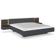Rauch Marbella 6ft Queen Size Bed with 2 Hanging Bedside Table - Metallic Dark Grey and Atlantic Dark Oak