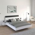 Rauch Monza 5ft King Size Bed with 2 Hanging Bedside Table - Alpine White and Metallic Dark Grey