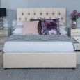 Sandra Oatmeal Fabric 5ft King Size Ottoman Storage Bed