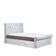 Sienna Side Ottoman Storage Bed - Steel Crushed Velvet Fabric - Sizes Available