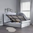 Sienna Side Ottoman Storage Bed - Steel Crushed Velvet Fabric - Sizes Available