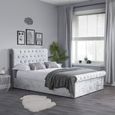 Sienna Side Ottoman Storage Bed - Steel Crushed Velvet Fabric - Sizes Available