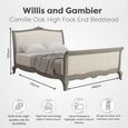 Camille High Foot End Bed - Grey Oak - Sizes Available