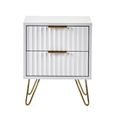 Murano Bedside Cabinet - 2 Drawer - Ribbed - White