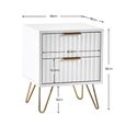 Murano Bedside Cabinet - 2 Drawer - Ribbed - White