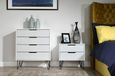 Hong Kong Grey and White 2 Drawer Wide Bedside Cabinet with Hairpin Legs